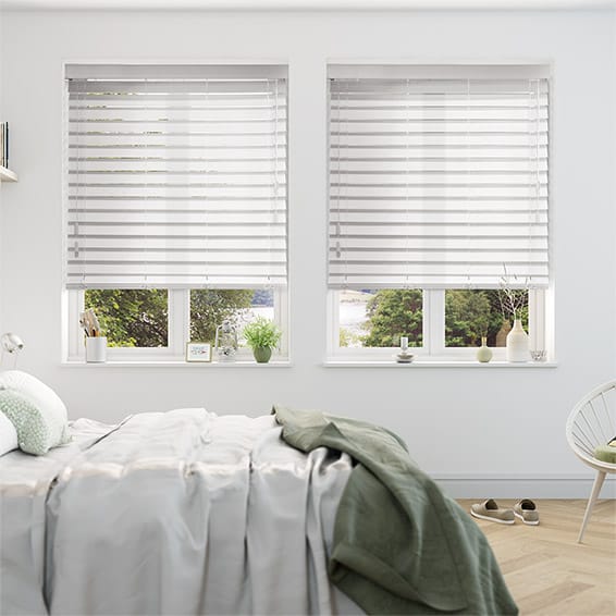 Milk White PVC Timber Style Venetian Blind - 63mm Slat