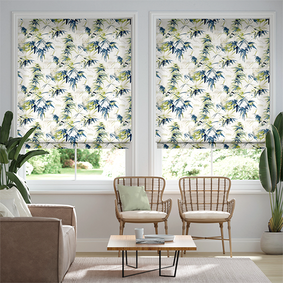 Bamboo Silhouette Blue Zest Roman Blind