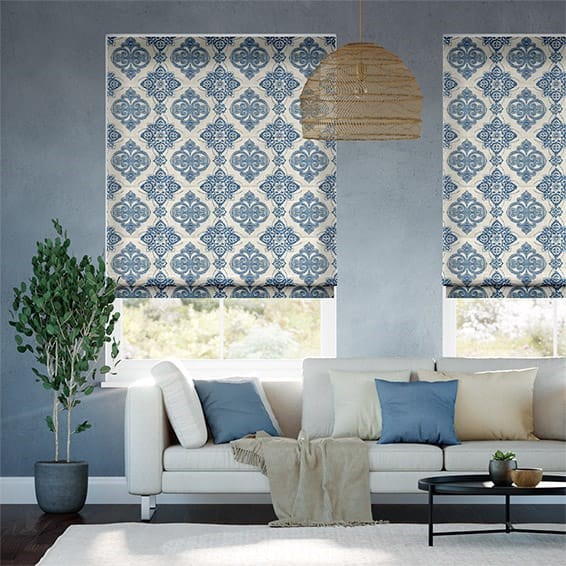 Baroque Cobalt Blue Roman Blind