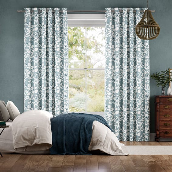 Berry Tree Soft Teal Curtains