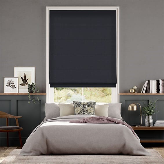 Bijou Linen Indigo  Roman Blind