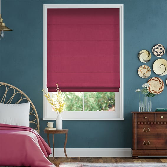 Bijou Linen Magenta  Roman Blind