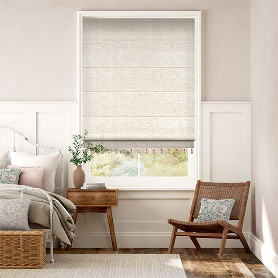 Bijou Linen Oatmeal & Fuchsia Roman Blind