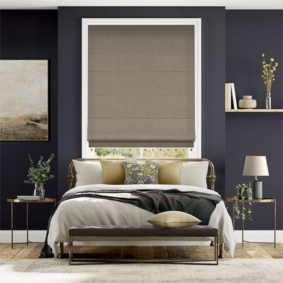 Bijou Linen Taupe & Turmeric Roman Blind