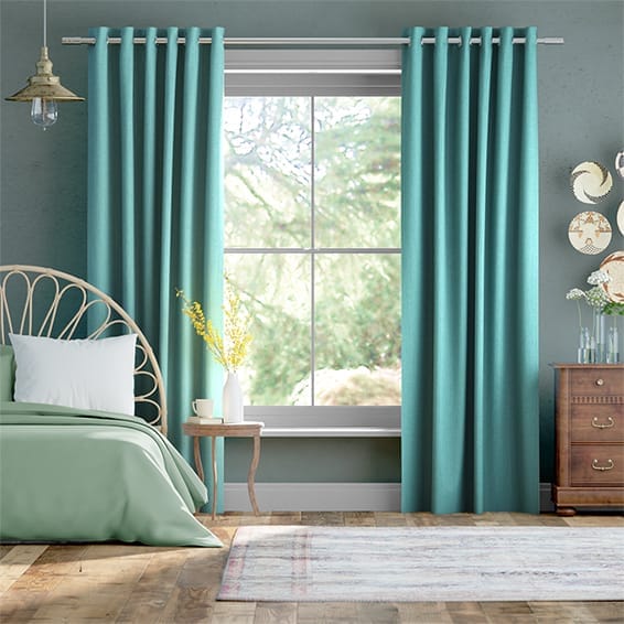 Bijou Linen Turquoise  Curtains