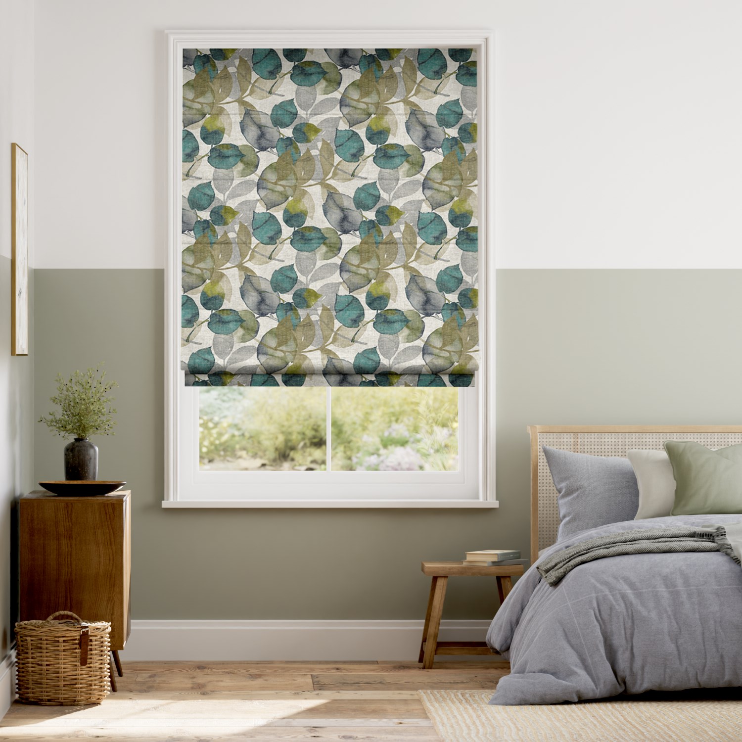 Blakely Linen Vintage Cyan Spring Roman Blind