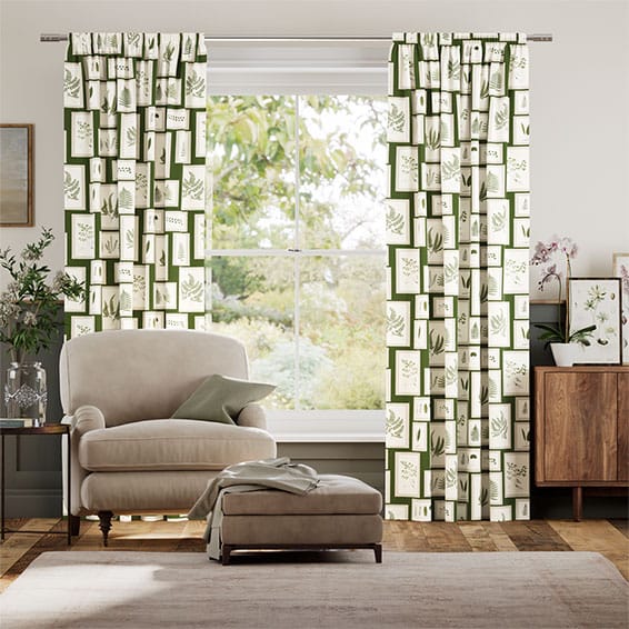 Botanical Ferns Grass Green Curtains