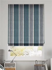 Brazen Stripe Linen Vintage Bold Blue Roman Blind thumbnail image