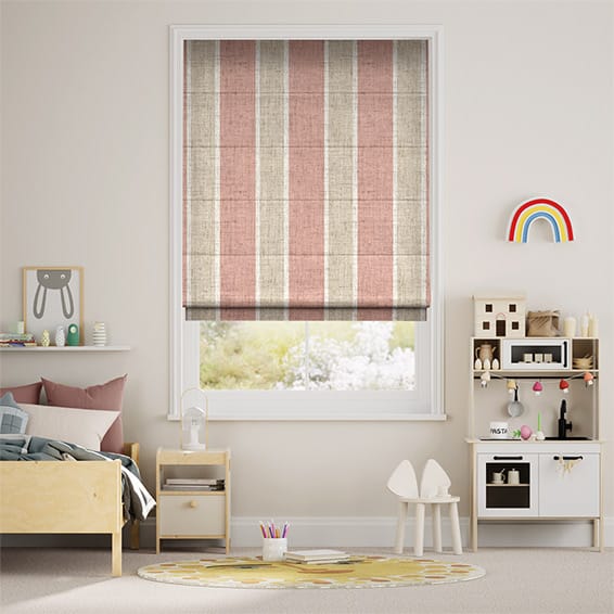 Brazen Stripe Linen Vintage Cardinal Red Roman Blind