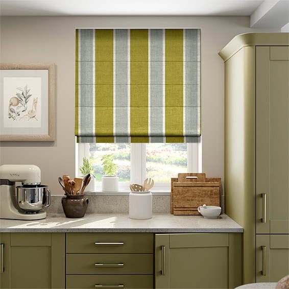 Brazen Stripe Linen Vintage Citrus Smoke Roman Blind