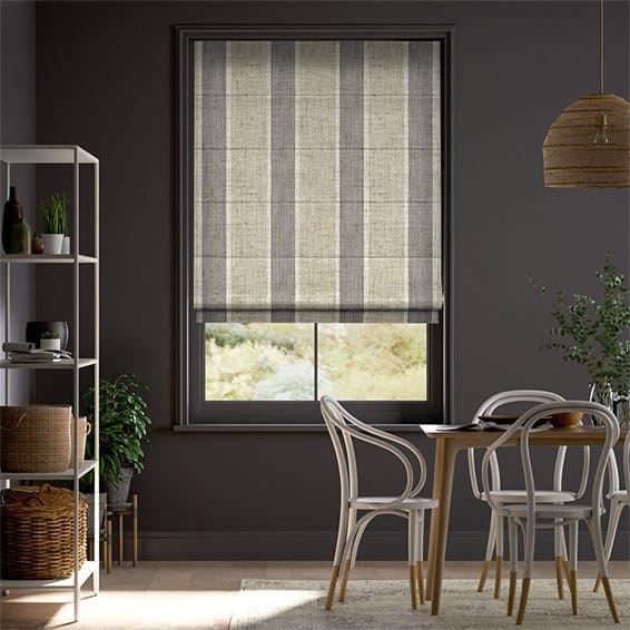 Brazen Stripe Linen Vintage Graphite Grey Roman Blind