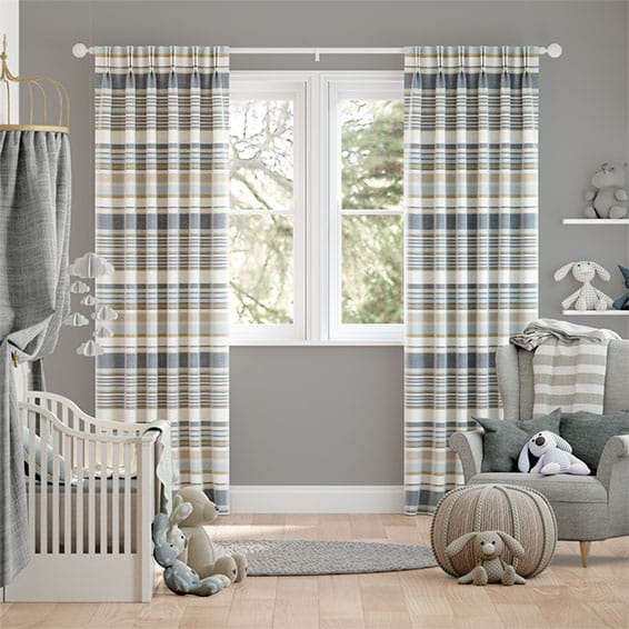 Calcutta Stripe Blue Mist Curtains