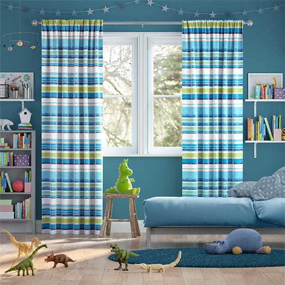 Calcutta Stripe Lake Blue Curtains