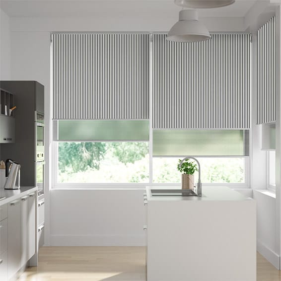 Double Roller Candy Stripe Charcoal Blind