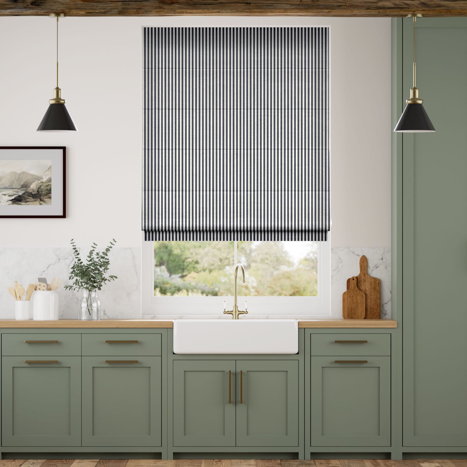 Candy Stripe Charcoal Roman Blind