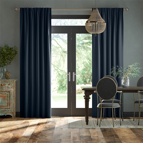 Canterbury Velvet Storm Blue Curtains