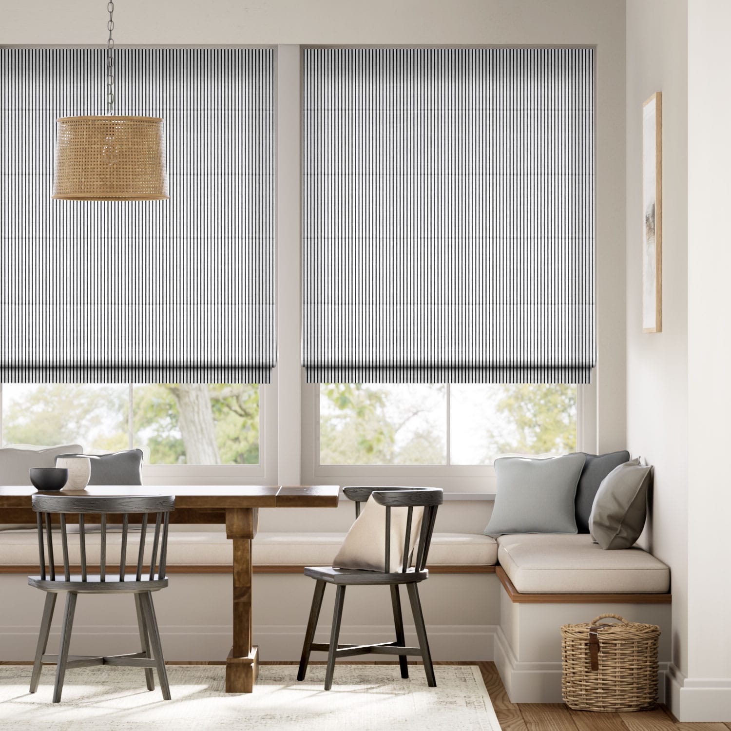 Devon Stripe Charcoal Roman Blind