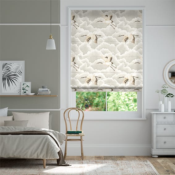 Cranes In Flight Stone Roman Blind