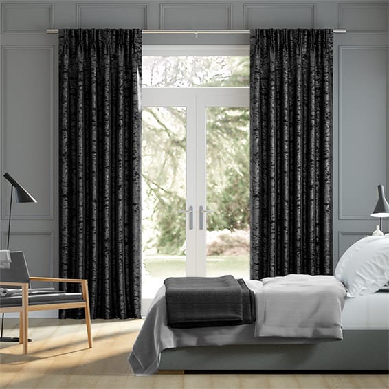 Black crushed shop velvet curtains