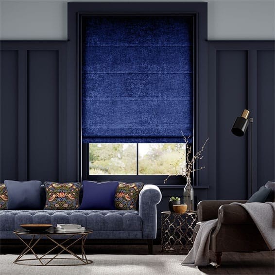 Crushed Velvet Royal Blue Roman Blind