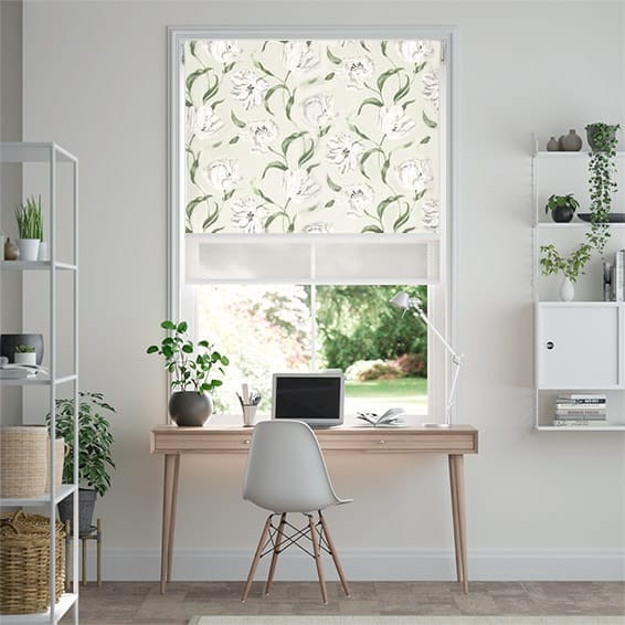 Double Roller Dancing Tulips Cream Blind