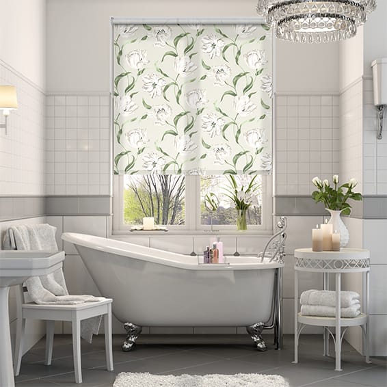 Dancing Tulips Cream Roller Blind