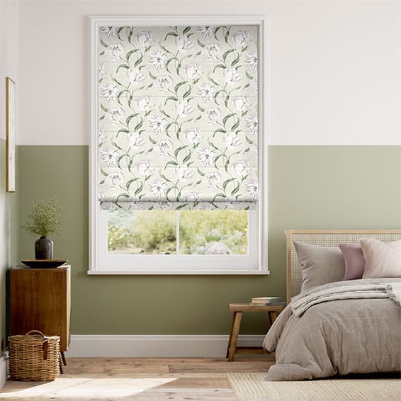 Dancing Tulips Cream Roman Blind