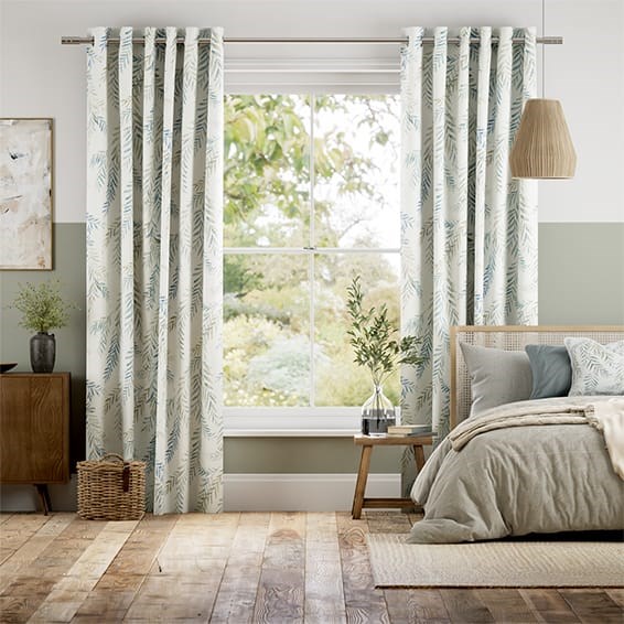 Dappled Ferns Blue Stone Curtains