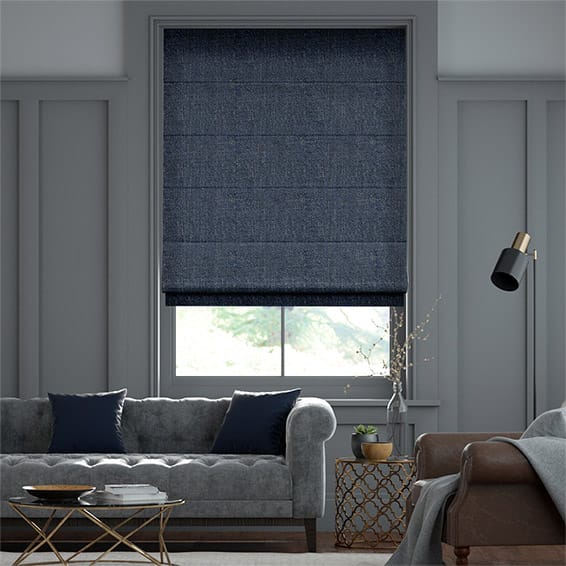 Delphi Chenille Weave Cobalt Blue Roman Blind