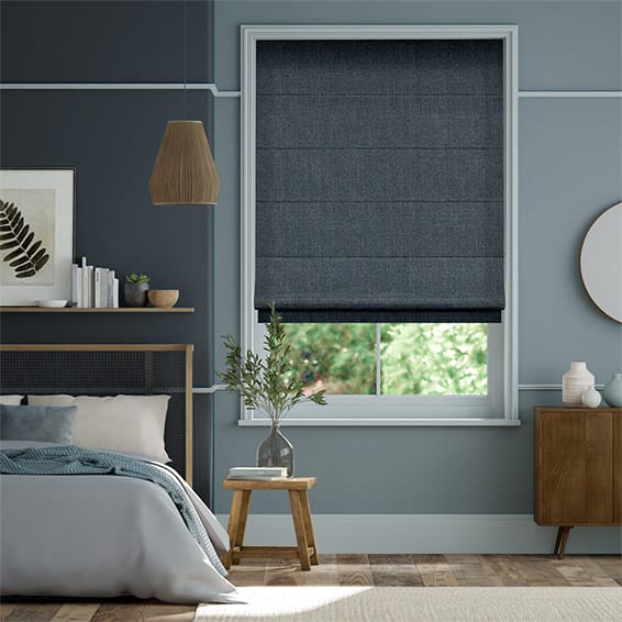 Delphi Chenille Weave Nordic Blue Roman Blind