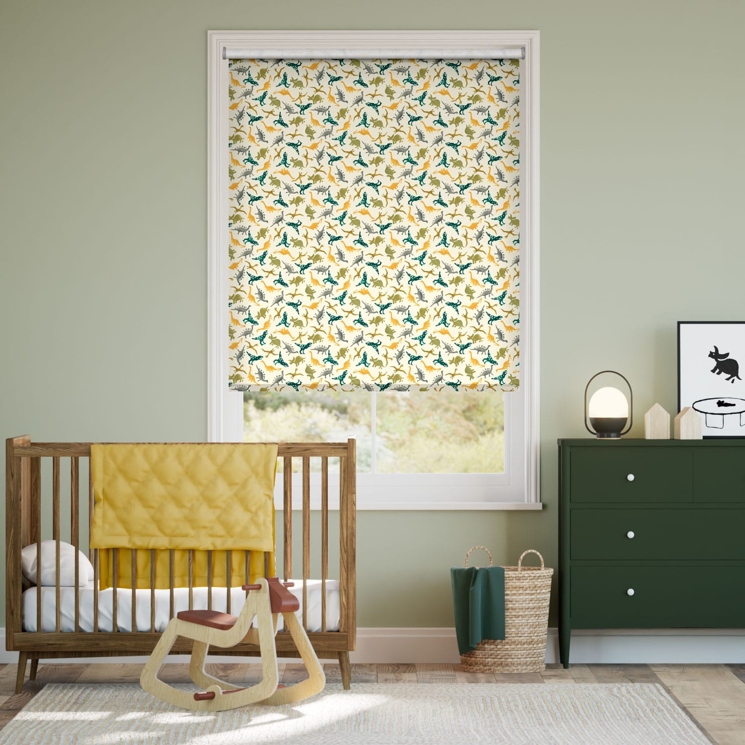 Dinosaurs Green Roller Blind