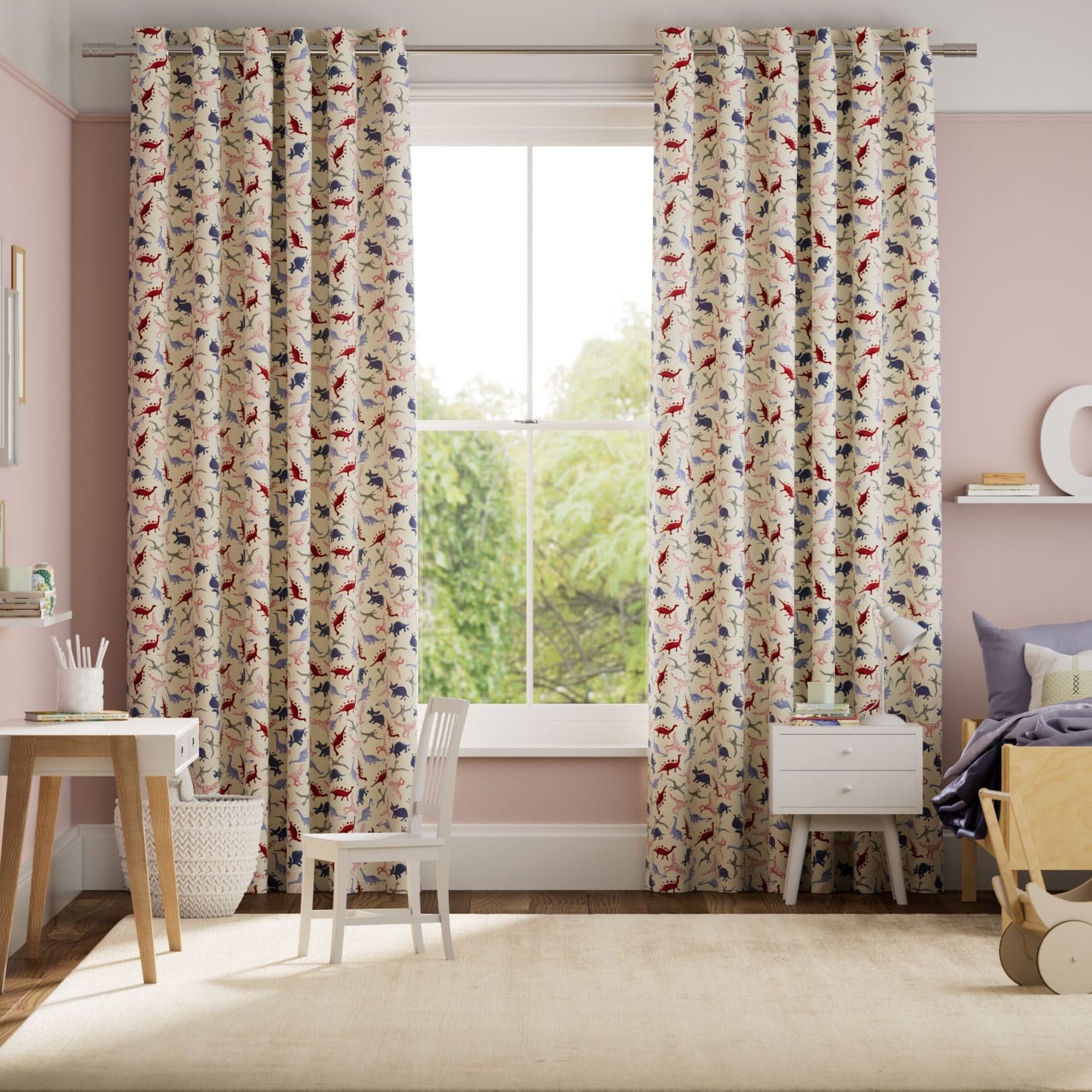 Dinosaurs Pink Curtains thumbnail image