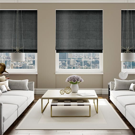 DuJour Velvet Gunmetal Grey Roman Blind