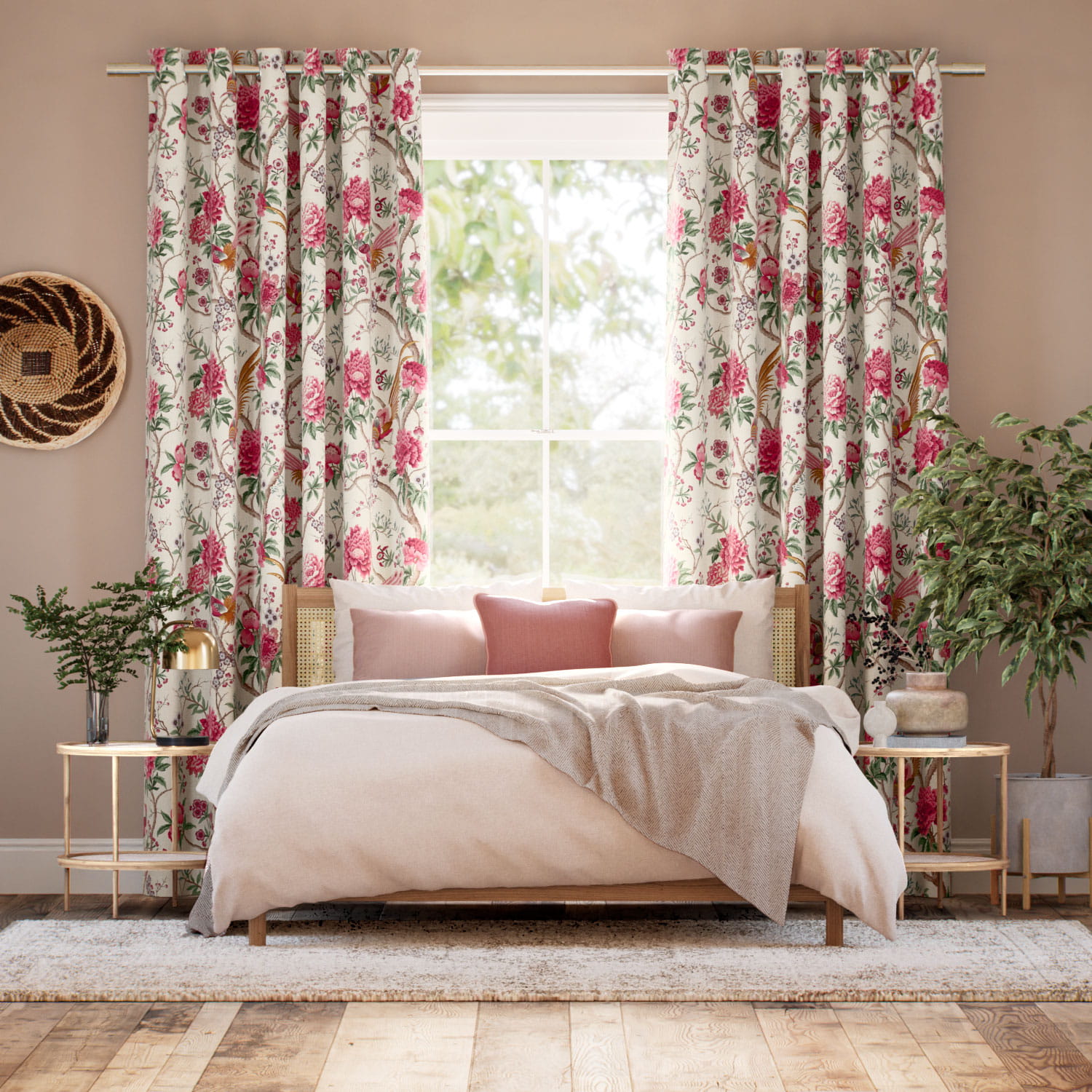 Elysian Paradise Fuchsia Curtains