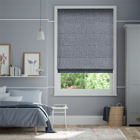 Encanto Shimmering Blue Roman Blind