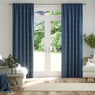 Eternity Linen Whale Blue Curtains thumbnail image