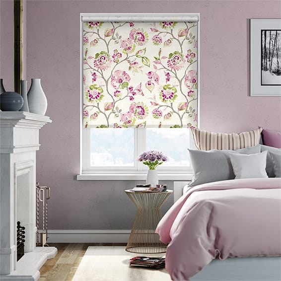 Choices Floral Ink Linen Pink Roller Blind