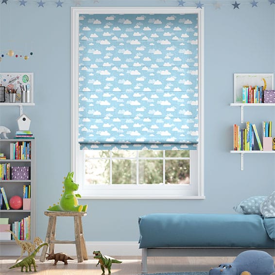 Fluffy Clouds Blue Roman Blind