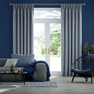 Fretwork Indigo Curtains thumbnail image