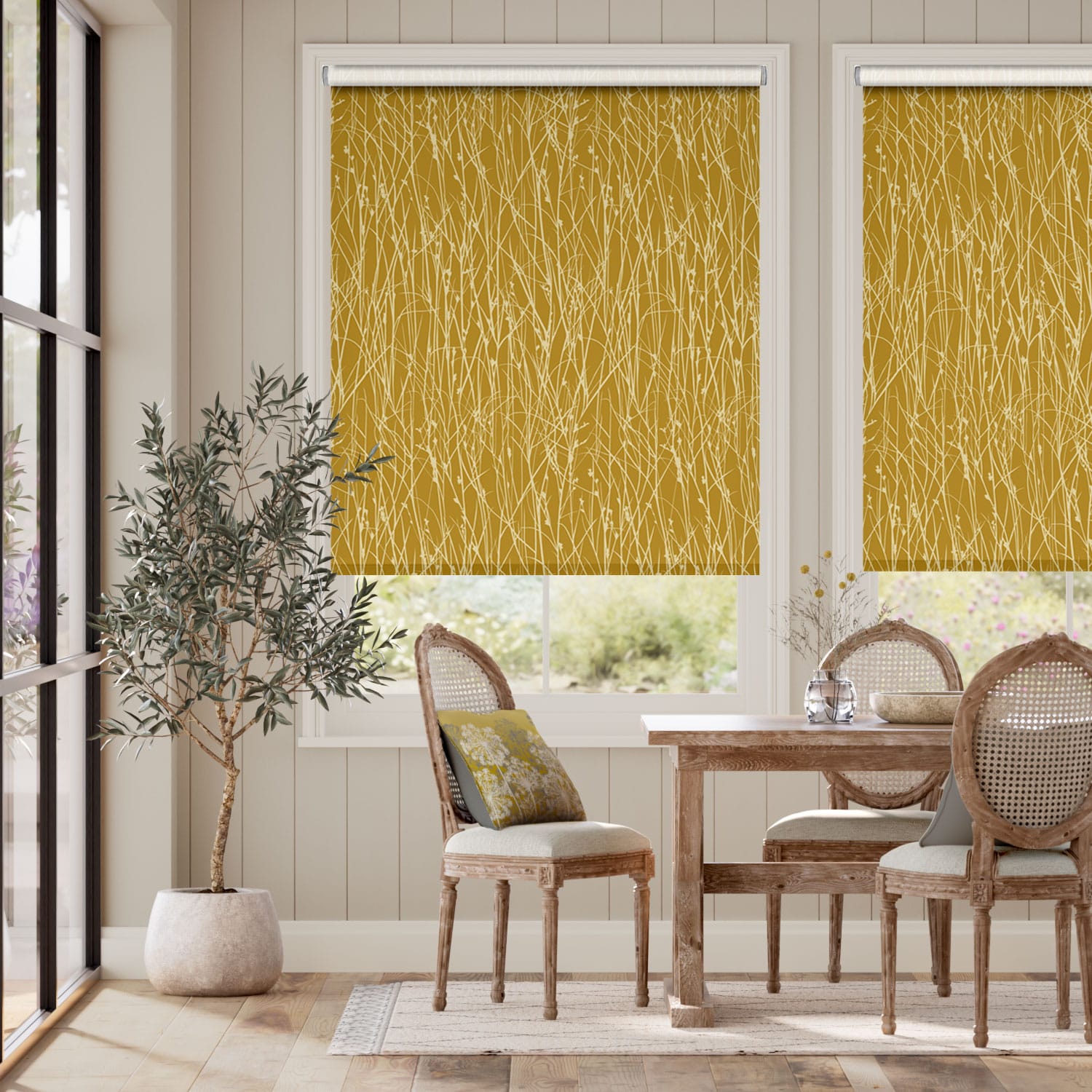 Grasses Mustard Roller Blind