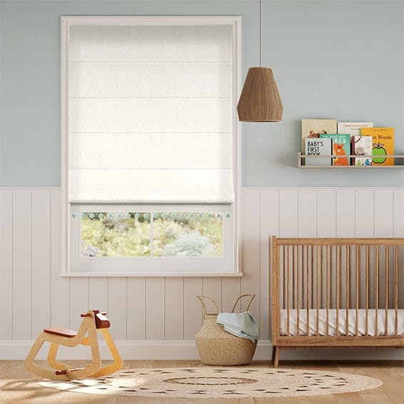 Harrow Cream & Ocean  Trimmed Roman Blind