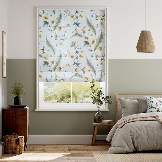 Hummingbird Faux Silk Mist Roman Blind