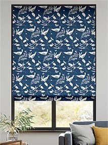 Hygge Birds Linen Jay Blue Roman Blind thumbnail image