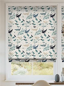 Hygge Birds Vintage Linen Pastoral Blue Roman Blind thumbnail image