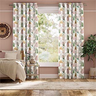 Layered Leaves Blush Ochre Curtains thumbnail image