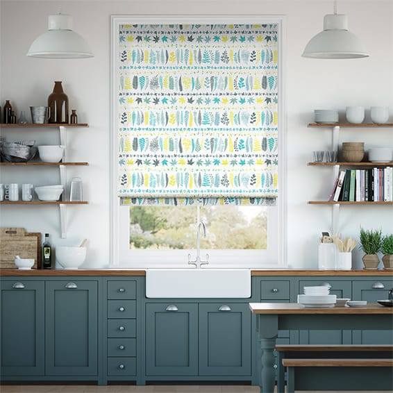 Leaf Stripe Aqua  Roman Blind