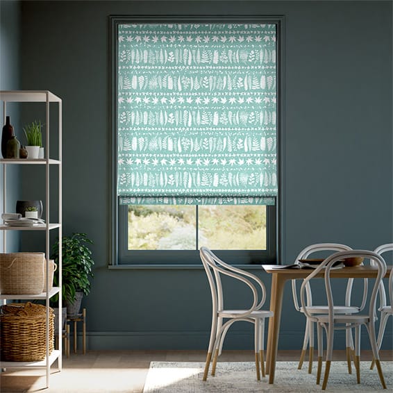 Leaf Stripe Duck Egg Roman Blind