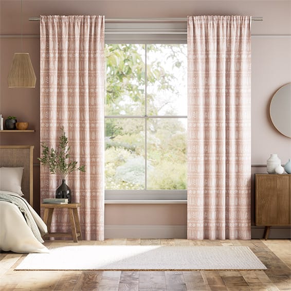 Leaf Stripe Vintage Pink Curtains