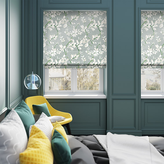 Madelyn Velvet Smoky Lime Roman Blind