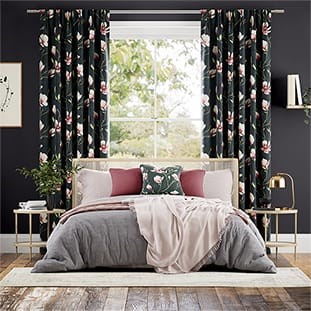 Magnolia Trail Charcoal & Blush Curtains thumbnail image